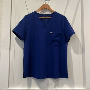 Figs Catarina Blue Scrub Top Size Large